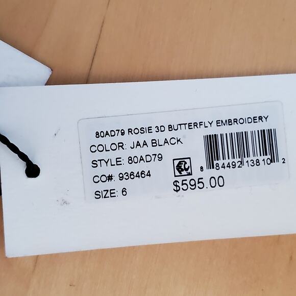 Milly Hannah Organza Belted Floral Embroidered Mini Dress Black Sheer Size 6 NEW - Picture 13 of 16